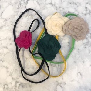 4 Felt Flower Hair Bands NWOT